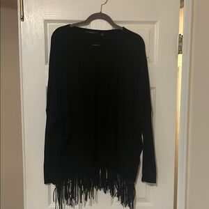 Cyrus Black Fringe Hem Sweater